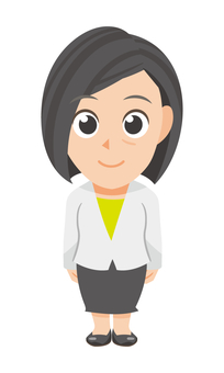 年配ビジネスウーマンのSD 教員,指導員,スーツ,仕事着,ビジネス,会社,社会人,sd,二頭身,2頭身のイラスト素材