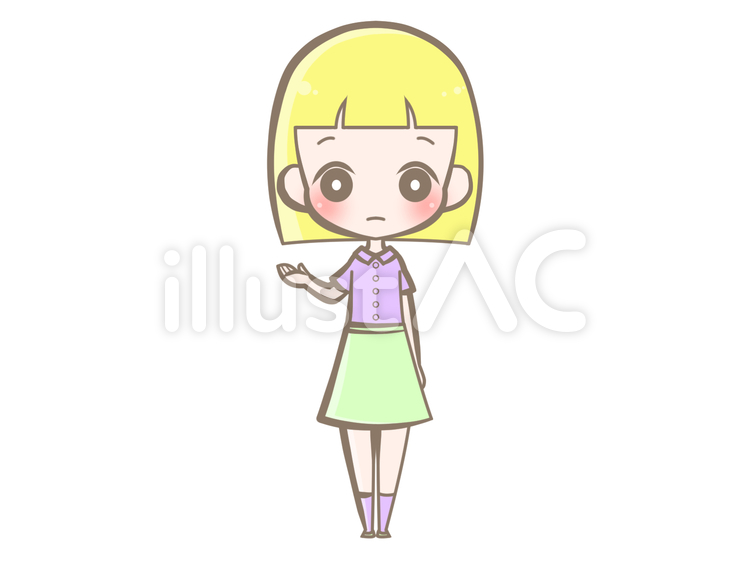 全身-外国の子-示す-無表情200815 女の子,無表情,示すのイラスト素材