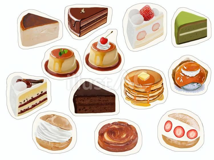 ケーキとスイーツのシール ケーキ,スイーツ,シールのイラスト素材