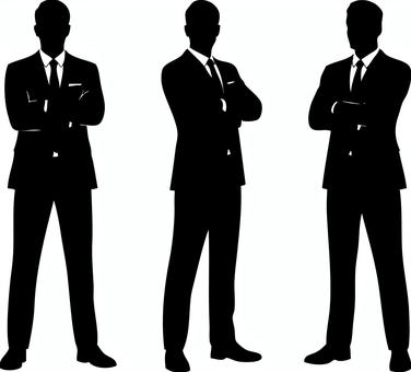 腕組みする3人ビジネス自信と信頼 eps,png,jpeg,腕組み,自信,信頼,考える,決意,検討,考察のイラスト素材