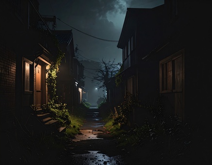 寂れて朽ち果てた街とボロボロの民家1