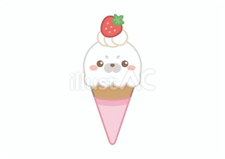 あざらしのアイスクリーム アザラシ,アイス,苺のイラスト素材
