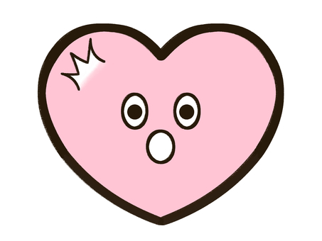手書き_ハートのキャラクター_05 手書き,キャラクター,ハート,ピンク,驚いた,表情,感情,かわいい,マスコット,デフォルメのイラスト素材