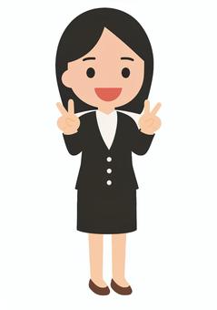 行動する人物 行動する人物 撮影,ピース,挨拶,笑顔,やった,記念,嬉しい,女性,スーツ,ビジネスのイラスト素材
