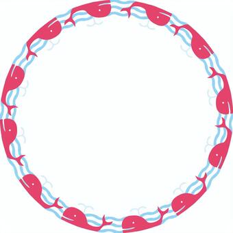 クジラフレーム　 クジラ,海,泳ぐ,フレーム,枠,丸いのイラスト素材