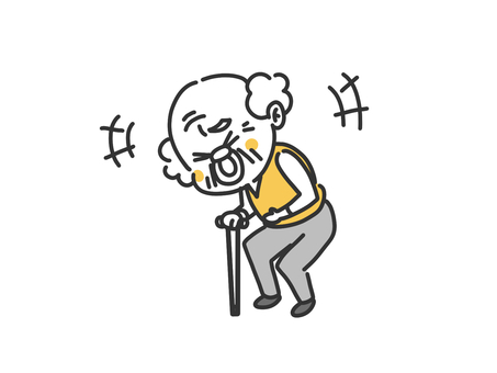 お腹を抱えて笑うおじいちゃん 男性,老人,お年寄り,高齢者,年配,シニア,お爺ちゃん,お爺さん,祖父,70代のイラスト素材