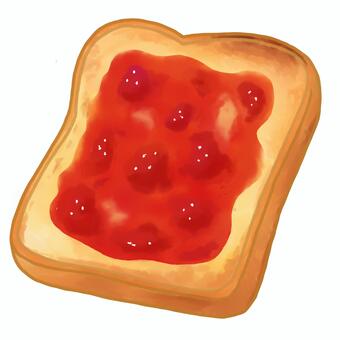 手描きのジャムトースト パン,食パン,トースト,手描き,ジャム,いちごジャム,朝ごはん,イラストのイラスト素材