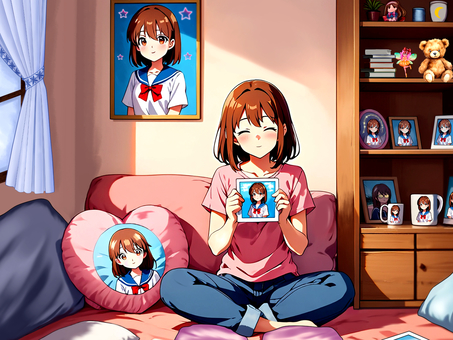 推し活 推し活,人物,女性,アイドル,コレクション,趣味,グッズ,写真,可愛い,ファンのイラスト素材