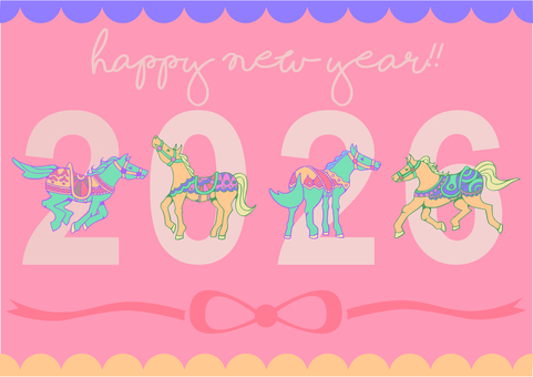 2026_午_メリーゴーランド 午,午年,馬のイラスト素材