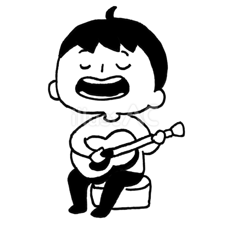ギターで弾き語りする子ども こども,子ども,楽器のイラスト素材
