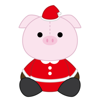 サンタのぶたのぬいぐるみ クリスマス,ぬいぐるみ,サンタクロース,サンタ,サンタさん,ぶた,動物,人形,布,フェルトのイラスト素材