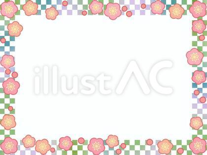 梅の花フレーム花模様飾り枠素材イラスト