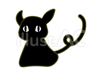 尻尾が巻いてる黒猫