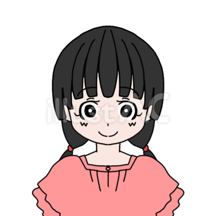 2つ結びの私服の女の子 白色,素材,白背景のイラスト素材
