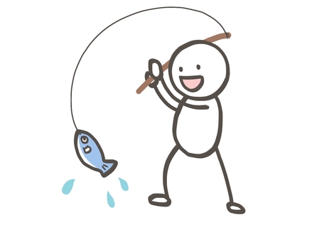 Stickman Caught a Fish!, stick figures, people, fishing, JPG and PNG