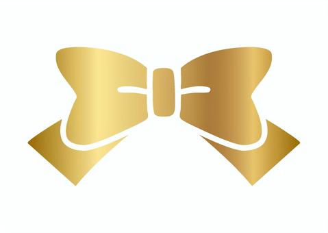 シンプルなリボンアイコン　ゴールド リボン,飾り,ちょうちょ結び,プレゼント,かわいい,アイコン,ワンポイント,あしらい,マーク,ベクターのイラスト素材