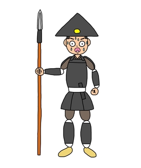 驚く戦国時代の足軽 足軽,侍,武士,鎧武者,戦士,兵士,日本,和風,歴史,日本史のイラスト素材