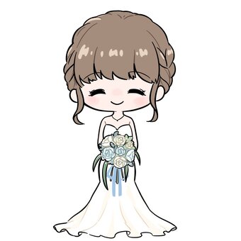 ブーケを持った花嫁　マーメイド ウエディング,花嫁,ウエディングドレス,ドレス,結婚式,結婚,新婦,かわいい,綺麗,女性のイラスト素材