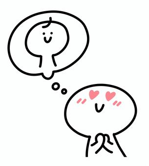 好きな人を思い浮かべる人　目ハート 好き,思いだす,うっとり,恋,恋愛,ハート,片思い,片想い,笑顔,目ハートのイラスト素材