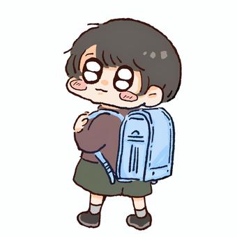 A child carrying a school bag (light blue), primary school students, school bag, admission, JPG