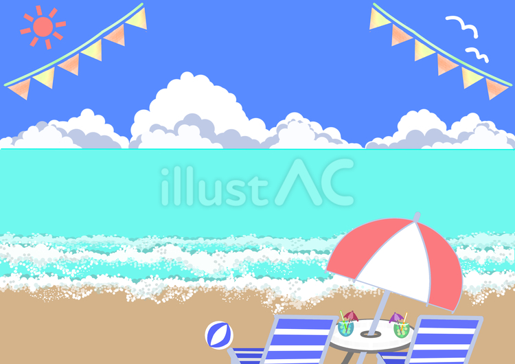 文字無しの夏の海のカラーイラスト 海,海辺,休暇のイラスト素材