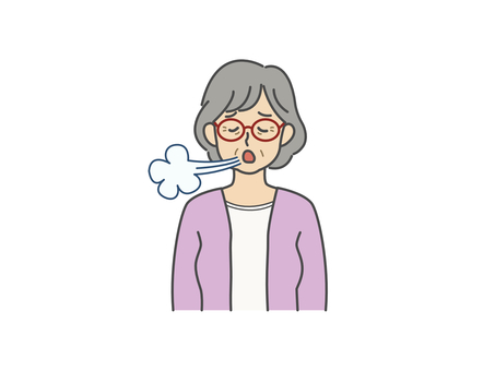 ため息をつくシニア女性（バストアップ） シニア,ため息,女性,バストアップ,おばあさん,眼鏡,困惑,ストレス,高齢者,人物のイラスト素材