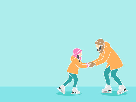 アイススケート_親子_02 アイススケート,冬,運動,親子,母親,子供,子ども,スポーツ,母,家族のイラスト素材