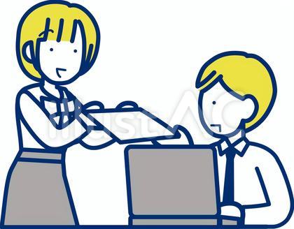 書類を渡す女性と受け取る男性1