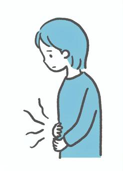 お腹に違和感がある女性１ お腹,腹部,腹痛,違和感,胃,大腸,腸,内臓,妊娠,痛いのイラスト素材
