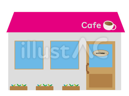 オシャレなカフェの外観のイラスト