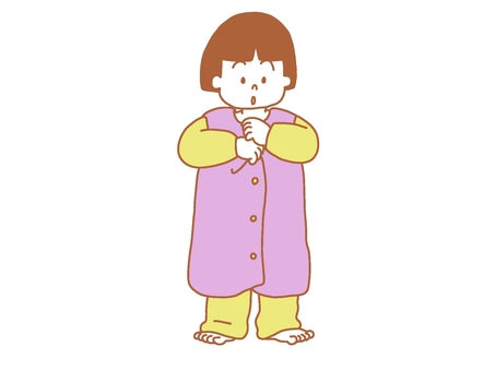 スリーパーを着る女の子 スリーパーを着る女の子 スリーパー,パジャマ,夜,寝る前,あったかい,子供,女の子,おかっぱ,かわいい,シンプルのイラスト素材
