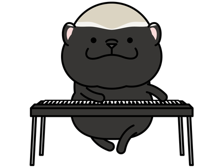 Illustration, honey badger, teclado, piano, 