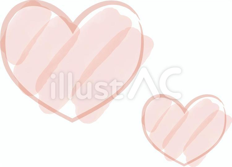 ハート　素材　水彩　ピンク ハート,水彩,水彩画のイラスト素材