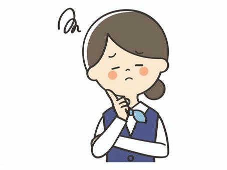 悩む受付嬢 困る,悩む,考える,受付,受付嬢,ガイド,事務員,ビジネスパーソン,ショップ店員,販売員のイラスト素材