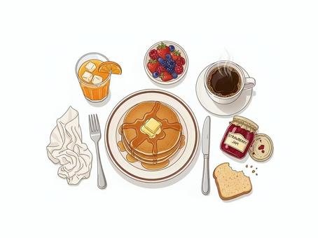 おしゃれな朝食のイラストセット