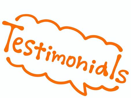 Testimonialsの文字（橙色） テスティモニアル,口コミ,レビュー,感想,体験談,声,意見,フィードバック,体験,利用者のイラスト素材