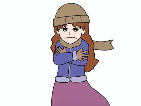 冷え込む 冷え込む,女性,震える,寒い,マフラー,女,女子,帽子,厚着,冬のイラスト素材