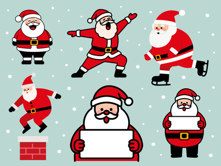 色々なサンタクロースの可愛いイラスト サンタクロース,イラスト,サンタ,サンタさん,xmas,メリークリスマス,煙突,クリスマス,全身,かわいいのイラスト素材