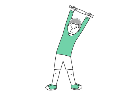 タオル体操するシニアの男性 高齢者,運動,体力づくり,シニア,スポーツ,トレーニング,運動習慣,健康習慣,健康,有酸素運動のイラスト素材