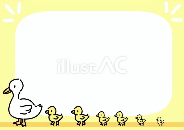 あひるとひよこ行進フレーム あひる,動物,フレームのイラスト素材