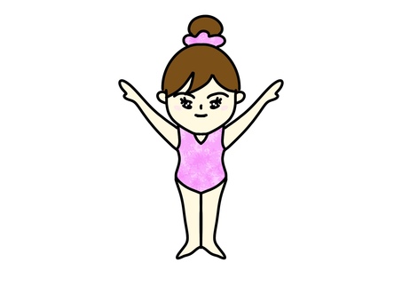 女子体操選手（ポーズ） 女子,体操選手,器械体操,新体操,レオタード,運動,ポーズ,万歳,スポーツのイラスト素材