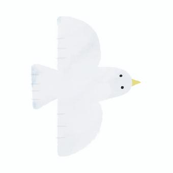 白い鳥のデフォルメ手描きカラーイラスト