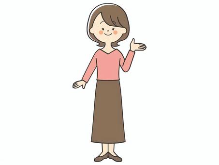紹介する若い女性 紹介する若い女性 紹介,案内,説明,教える,紹介する,解説,アドバイス,重要,注目,お知らせのイラスト素材