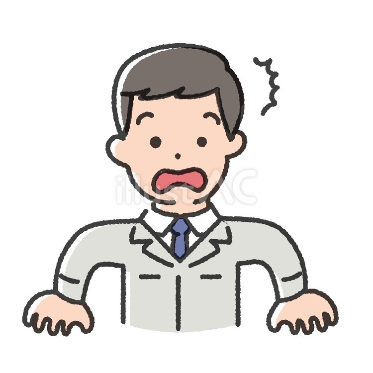 作業着にネクタイの男性-29 男性,エンジニア,驚くのイラスト素材