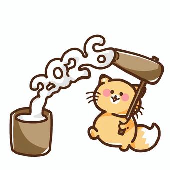 餅つきをするかわいいきつねのイラスト 臼,杵,餅つき,餅,うす,ウス,きね,キネ,きつね,1月のイラスト素材