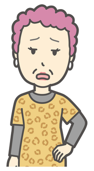  呆れている大阪のおばちゃん 呆れ,おばちゃん,大阪,ヒョウ柄,おばはん,中年,女性,関西,派手,おばさんのイラスト素材