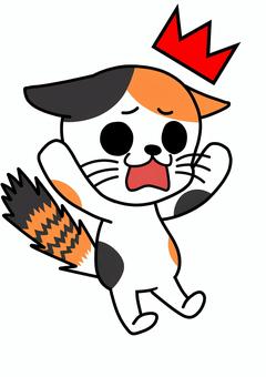 驚く三毛猫のイラスト 猫,動物,ネコ,驚く,三毛猫,アイキャッチ,どうぶつ,キャラクター,デフォルメ,かわいいのイラスト素材