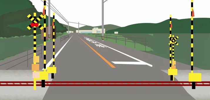 踏切　田舎 踏切,線路,インフラ,道路,車道,交通,地方,風景,田舎のイラスト素材