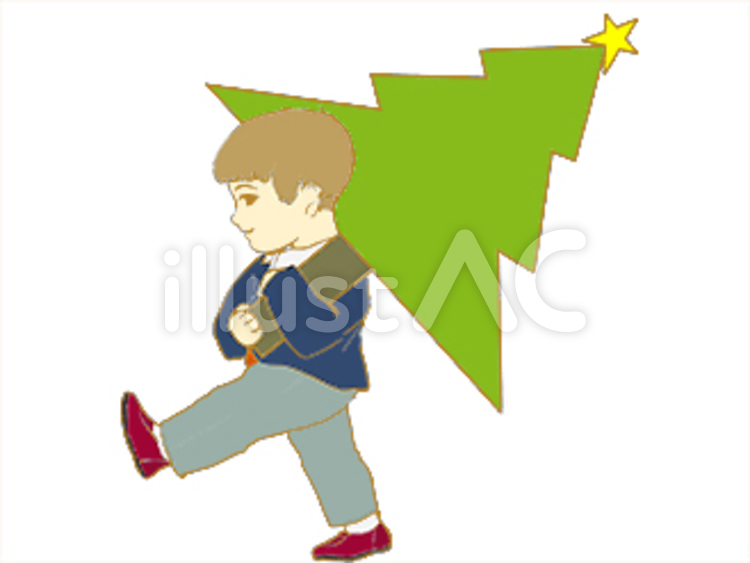 クリスマスツリーを担ぐ少年イラスト No 9619 無料イラストなら イラストac