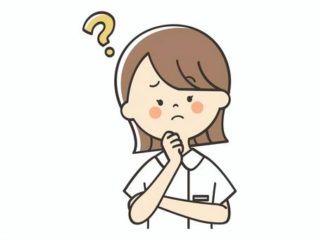 考える女性看護師 看護師,考える,困る,不安,悩む,はてな,迷う,看護士,看護婦,ナースのイラスト素材